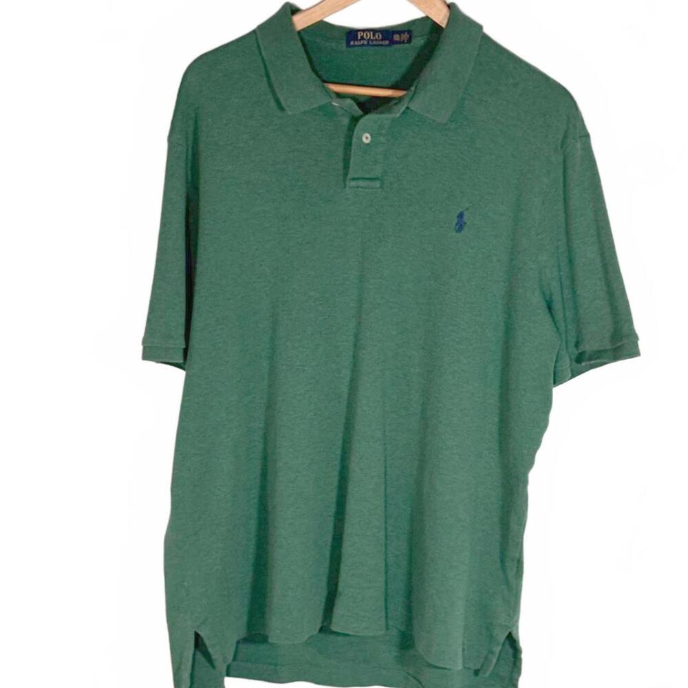 POLO Ralph Lauren Shirt Men's XXL Heather Green Short Sleeve Cotton Golf Polo